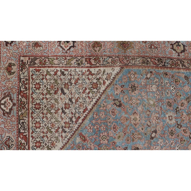 Antique Persian Malayer Gallery Rug With Soft Blue Field and Lattice 7 X 16'3 For Sale - Image 9 of 15