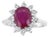 Ruby & Diamond Engagement Ring 3.14cttw 14K White Gold, Size 9 For Sale