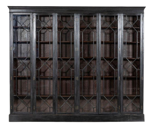 Large 19th Century English Glazed Ebonised Mahogany Bookcase, 1880