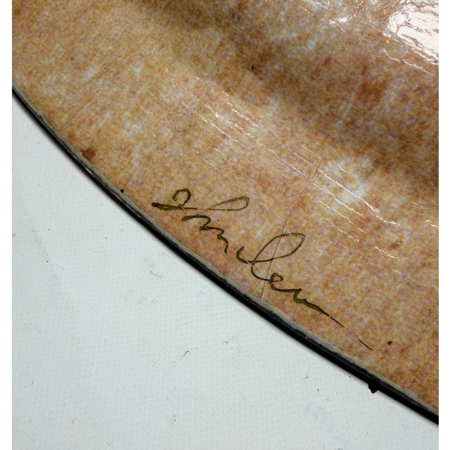 Almond John Derian Signed Nautilus Seashell Decoupage Glass Platter 14” For Sale - Image 8 of 8