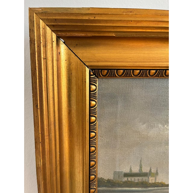 Blue Vintage Signed Sailing Ship Seascape Oil Painting For Sale - Image 8 of 12