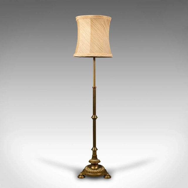1940s 6'8" Tall Vintage English Brass Adjustable Standard Lamp For Sale - Image 4 of 13