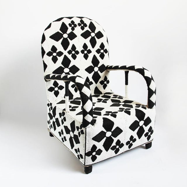 African Yoruba Black & White Beaded Arm Chair Chairish