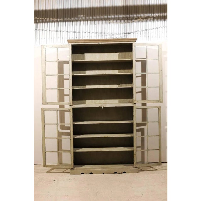 Mid-Century Modern Mid-20th Century Painted Glass Door Cabinet For Sale - Image 3 of 11