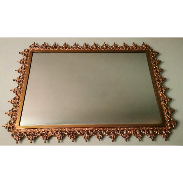 1950s Italian Rococo Style Mirror With Gilded Brass Border For Sale - Image 6 of 12