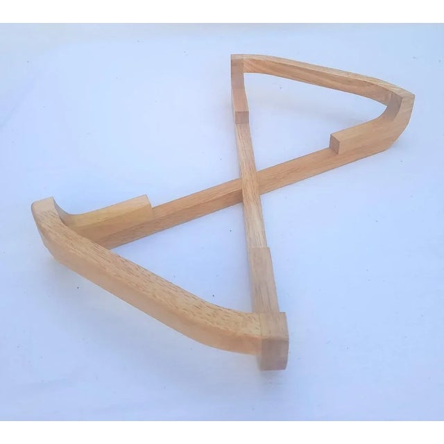 Light Yellow 1970s Dolphin Beechwood Casserole Dish Table Rack For Sale - Image 8 of 10