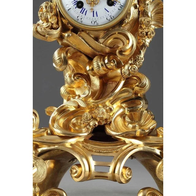 19th Century Napoleon III Gilt Bronze Clock in Rocaille Style For Sale - Image 4 of 11