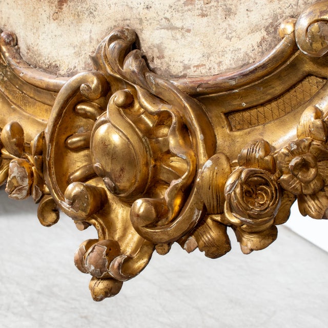 Custom Made French Louis XV Style Painted Rococo Wall Console With 18th-Century Giltwood Pelmet For Sale - Image 13 of 16