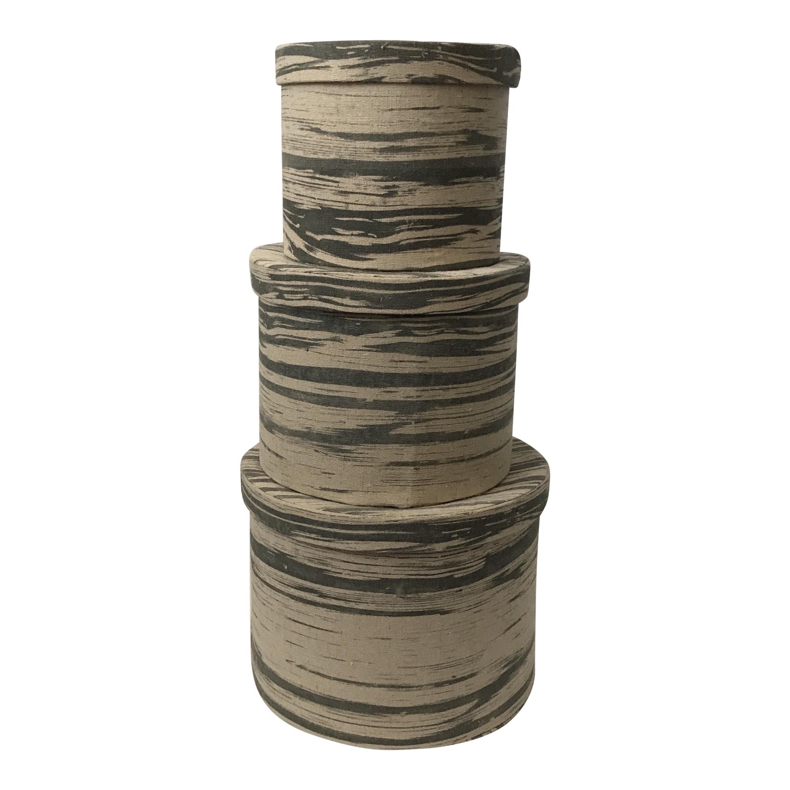 Faux Bois Fabric Nesting Boxes Set Of 3 Chairish