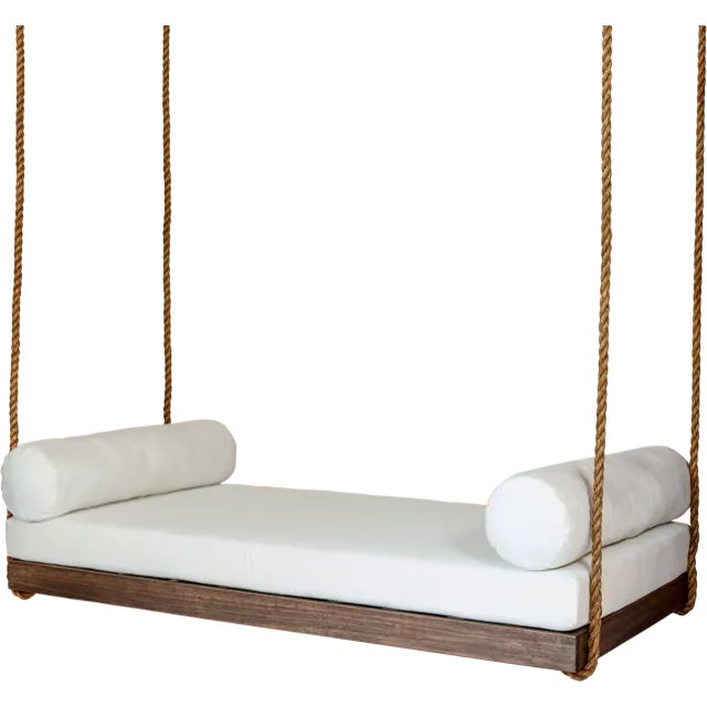 Southern Komfort 83" Sipsey Porch Swing, Coffee Frame/White Cushions For Sale - Image 4 of 4