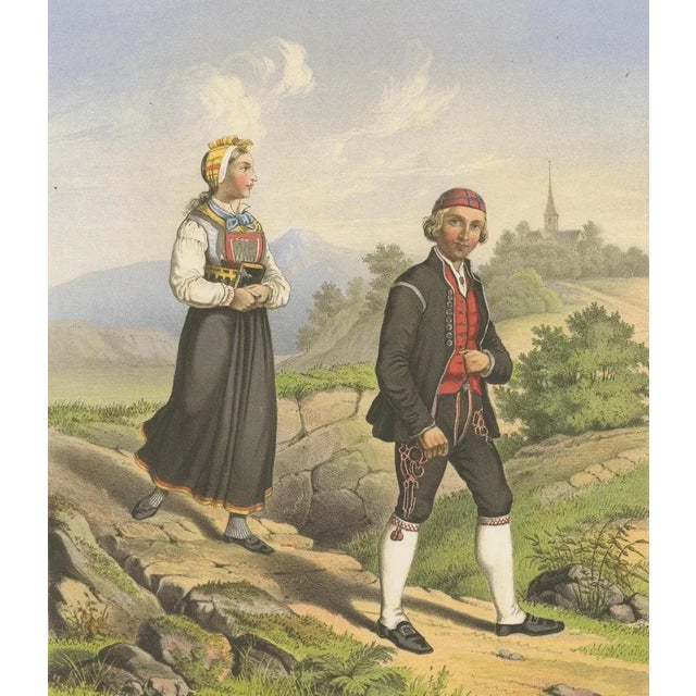 Norwegian Folk Costumes from Aal in Hallingdal Tønsberg, 1860s, Paper For Sale - Image 3 of 10