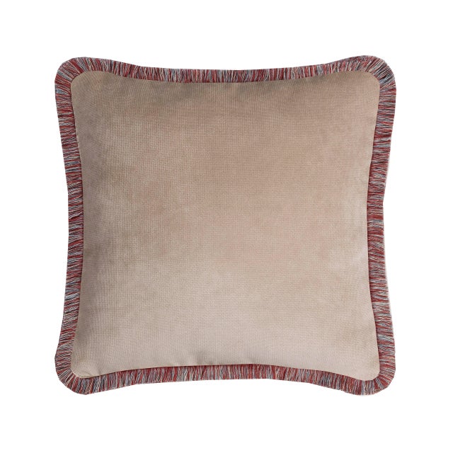 Contemporary Happy Pillow Laos Beige Cushion by Lorenza Briola for Lo Decor For Sale - Image 3 of 3