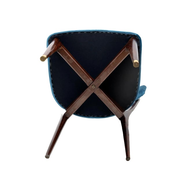 Mid-Century Modern Velvet Dining Chairs, 1950s, Set of 6 For Sale - Image 9 of 10