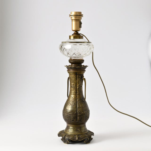 Antique Chinese Style Bronze Table Lamp by Auguste Delafontaine, 1800s For Sale - Image 6 of 17