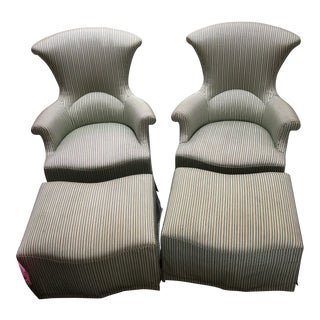 Rose Tarlow Melrose House Eugenie Chairs With Ottomans - 4 Pieces For Sale