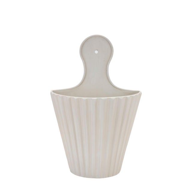 Modern Ribbed Metal Wall Pocket (Set of 2) For Sale - Image 3 of 3