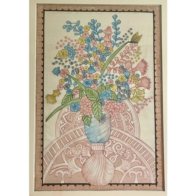 PALM BEACH ESTATE TREASURE!! Truly Exceptional Oversized Vintage Chinoiserie Floral Still Life Painting On Silk. Gorgeous...