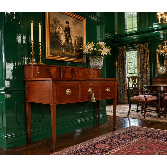 Early 19th Century Antique English George III Sheraton Period Inlaid Mahogany Sideboard With Original Removable Stage Back, Circa 1800 For Sale - Image 5 of 18