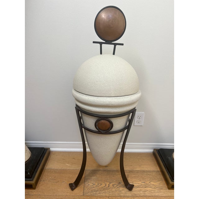 Vase, Stone With Metal Trim For Sale In Los Angeles - Image 6 of 6
