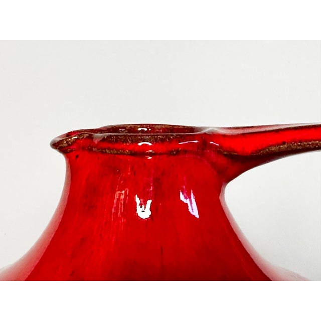 Handcrafted ceramic vase with a handle from the workshop of the artistic potters Elly & Wilhelm Kuch in Burgthann,...