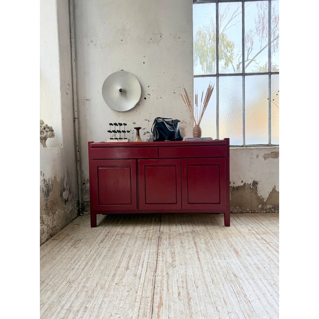 Vintage Red Lacquered Sideboard in Wood, 1970 For Sale - Image 12 of 18