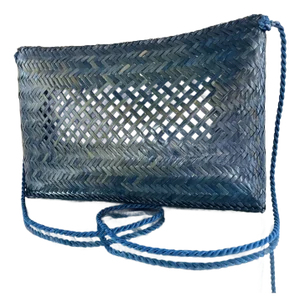 1980s Vintage Blue-Toned Woven Crossbody Bag