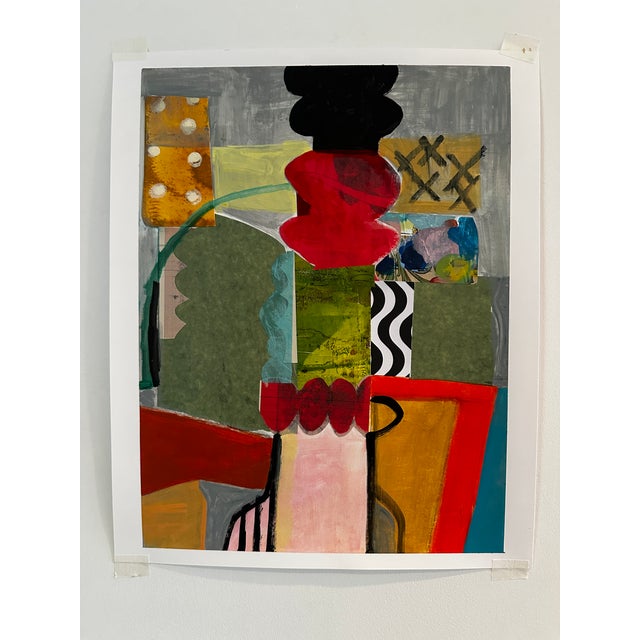 An ORIGINAL, FRAMED modern abstract MIXED MEDIA art piece: new and old found paper and paint. Unique elements and stunning...