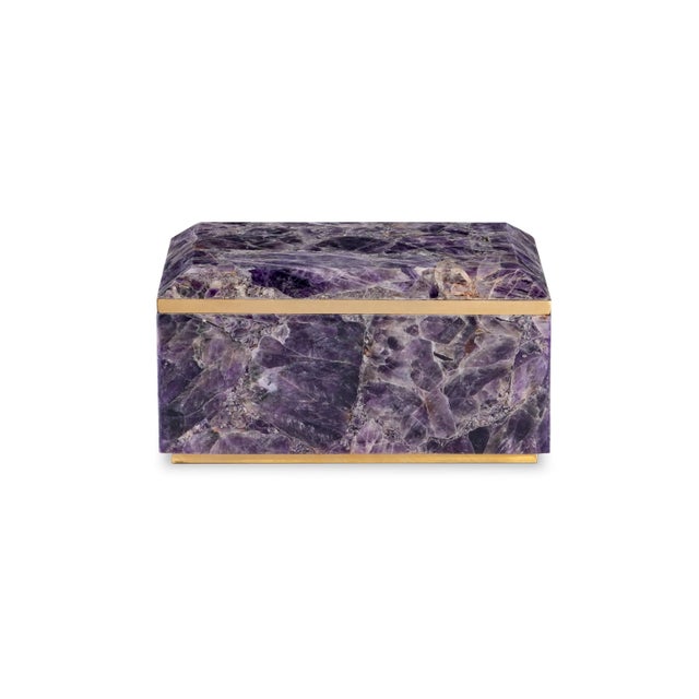 Maitland-Smith Large Amethyst Box With Brass