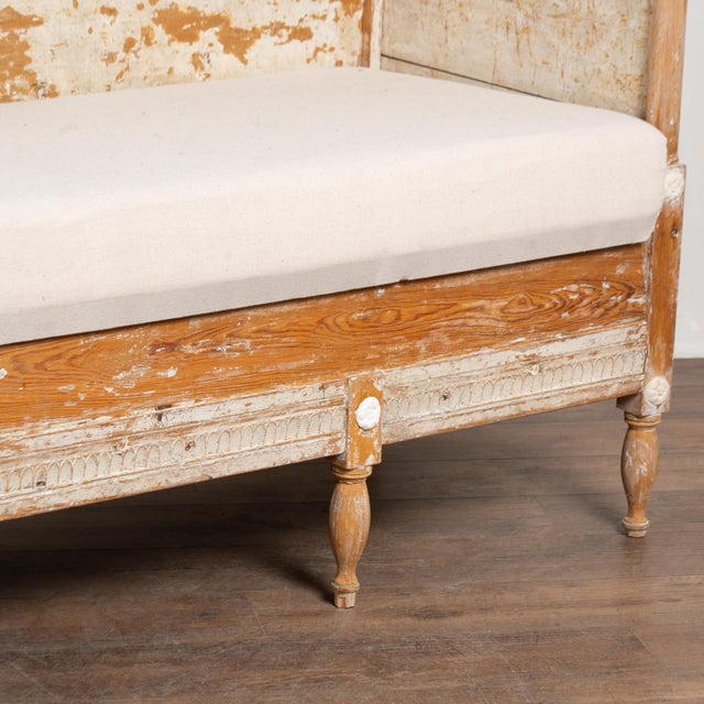 19th Century Swedish Gustavian Original Gray Painted Pine Bench For Sale - Image 11 of 17