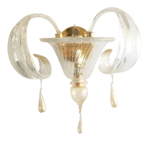 1970s Murano Glass & Gold Wall Sconces - a Pair