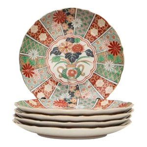 Circa 1970s Japanese Imari 22k Gold Dinner Plates- Set of 5