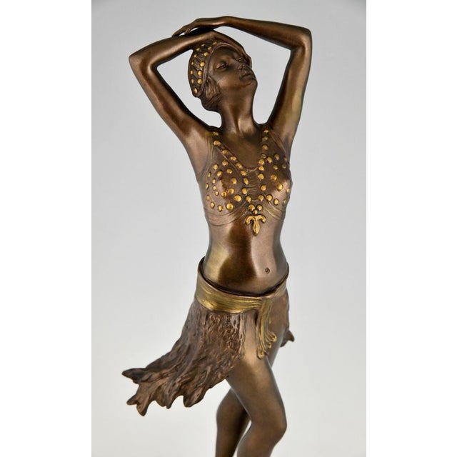 Black Vintage Art Deco Centerpiece in Bronze and Marble, 1925 For Sale - Image 8 of 12