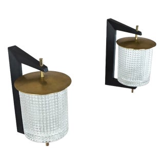 Vintage Wall Sconces by Carl Fagerlund for Orrefors, 1960, Set of 2 For Sale