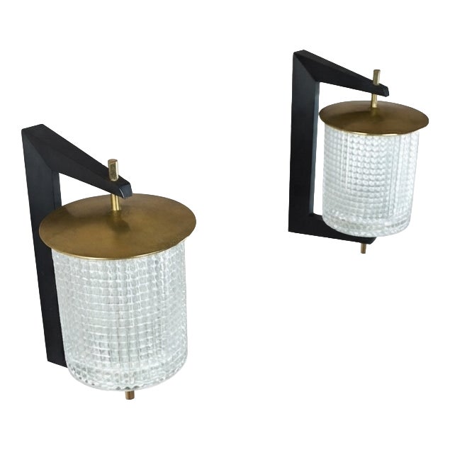 Vintage Wall Sconces by Carl Fagerlund for Orrefors, 1960, Set of 2 For Sale