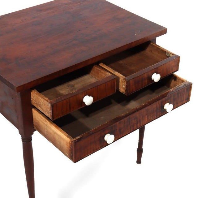 Antique Cherry & Tiger Maple 3-Drawer Small Server C1830 For Sale - Image 14 of 15