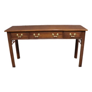 Ethan Allen Cherry Georgian Style Four-Drawer Console Table For Sale