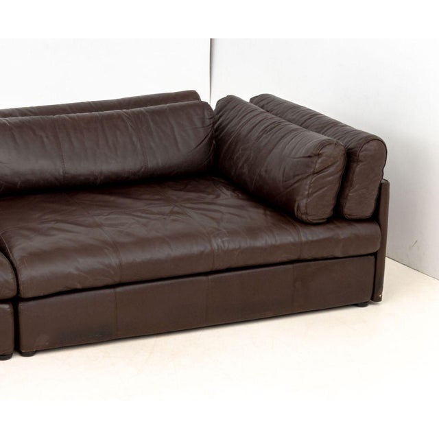 Stendig Stendig Brown Leather Three-Seat Sofa For Sale - Image 4 of 9