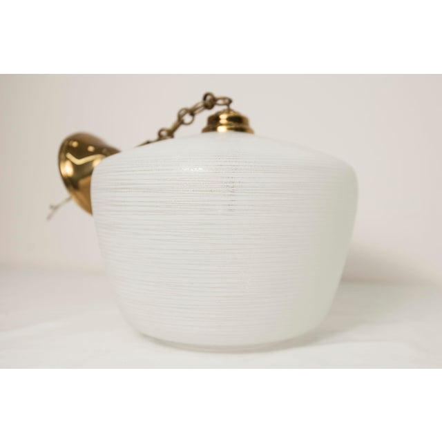 Italian Chandelier in Ribbed Glass and Brass, 1960s For Sale - Image 9 of 18