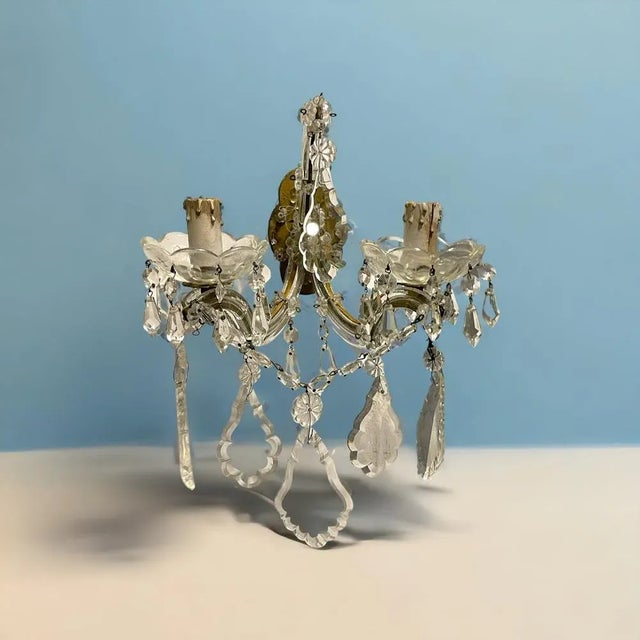 Antique Crystal Sconces, 1920s, Set of 2 For Sale - Image 4 of 11