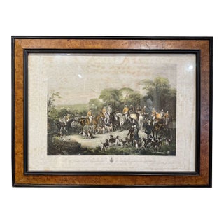 19th Century English Hand-Colored Fox Hunting Engraving “The Bury Hunt” For Sale