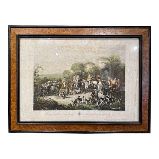 19th Century English Hand-Colored Fox Hunting Engraving “The Bury Hunt” For Sale