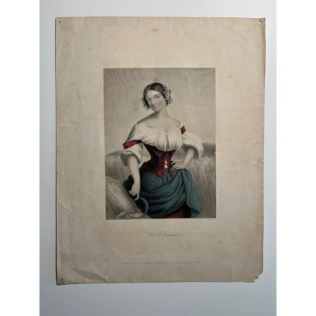 Mid 19th Century Antique 1851 a.h. Payne Hand Colored Steel Engraving Summer / Der Sommer, Framed For Sale - Image 5 of 8