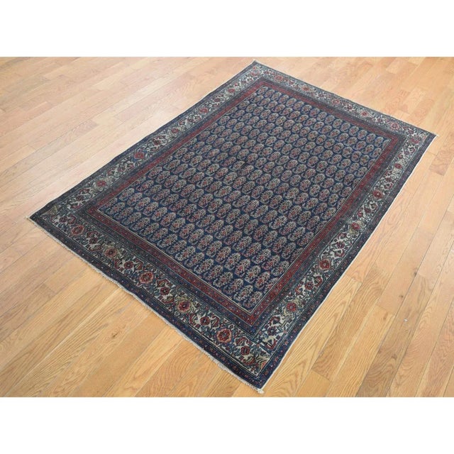 Persian 1900s Blue Antique Oriental Rug For Sale - Image 3 of 10