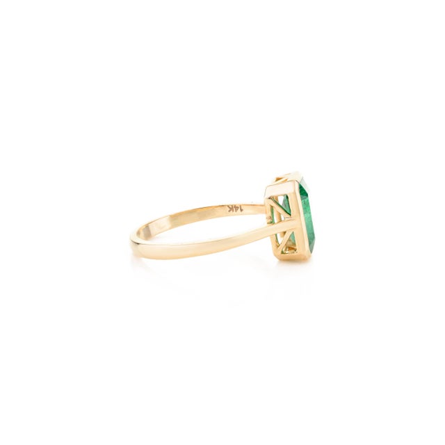 Not Yet Made - Made To Order Classical Roman Style Natural Emerald Solitaire Ring in 14k Gold Size 5.5 For Sale - Image 5 of 12