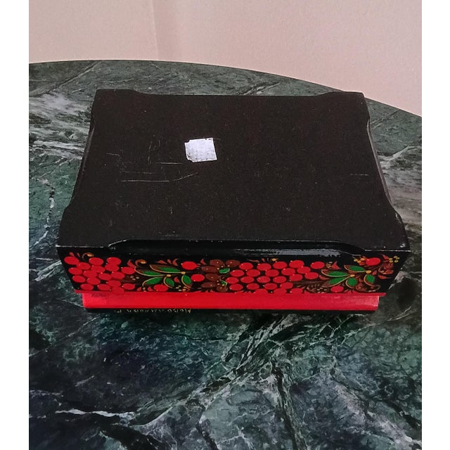 1970s Russian Signed Hand-Painted Lacquer Folk Art Box Case For Sale - Image 16 of 16