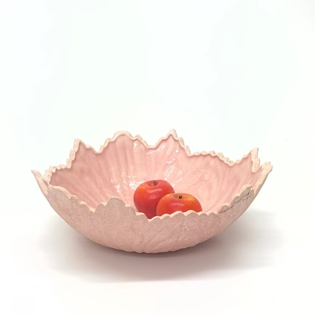 Oversized Matte and Gloss Blush Pink Ceramic Bowl For Sale - Image 4 of 8