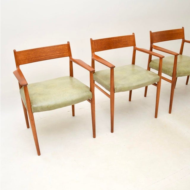 1960s Vintage Danish Teak and Leather Dining Chairs by Arne Vodder from Sibast, 1960s, Set of 4 For Sale - Image 5 of 9