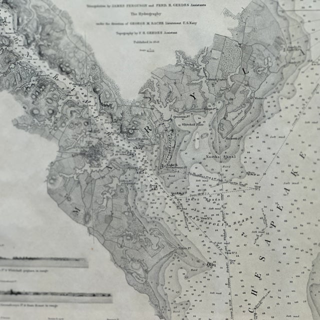 Nautical Antique the Harbor of Annapolis Maryland Framed Nautical Map For Sale - Image 3 of 12