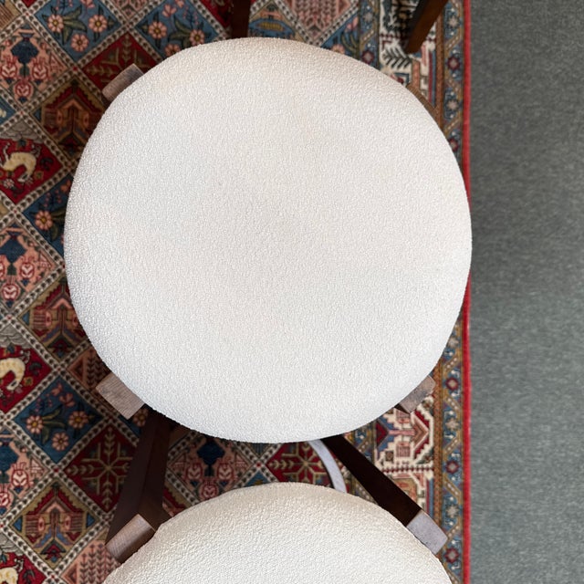 Dark Walnut + Boucle Counter Stools, Pair For Sale - Image 12 of 12