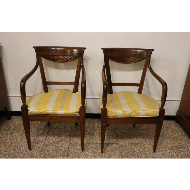 Antique Walnut and Vienna Sraw Armchairs, Set of 2 For Sale - Image 12 of 13